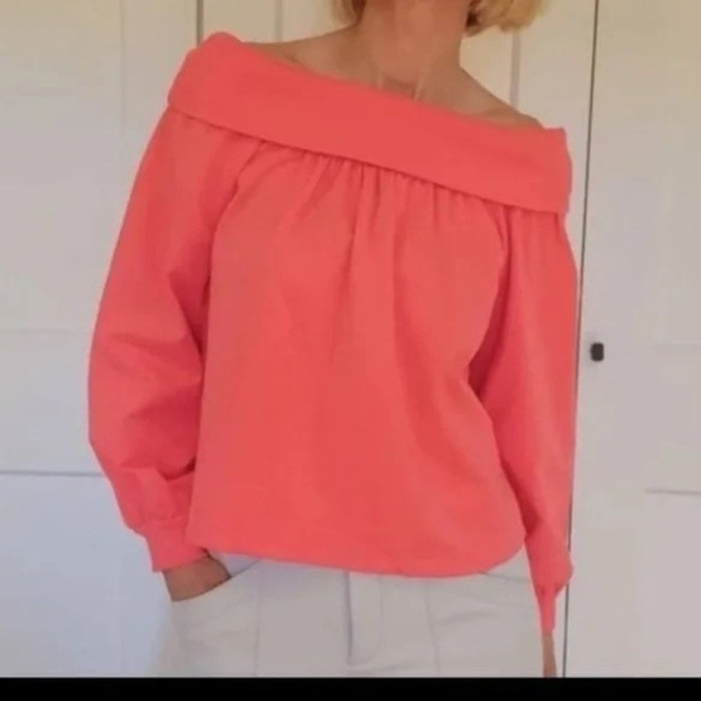 Maeve Anthropologie Sweater Womens S Coral Pink Cowl Neck Off the‎ Shoulder Top